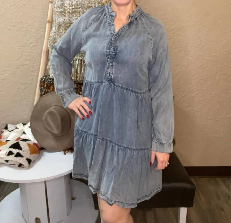 Flash Sale Take Me Away Dress In Washed Denim