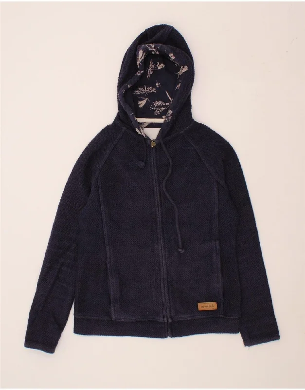 Big Discounts WEIRD FISH Womens Zip Hoodie Sweater UK 10 Small  Navy Blue Cotton