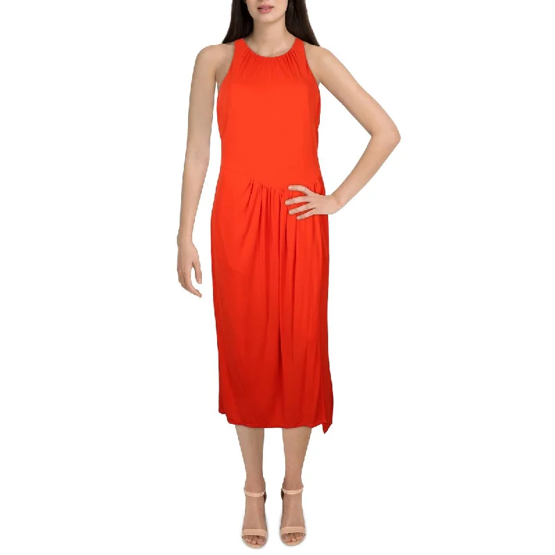 Steals and Deals Lezlie Womens Shirred Sleeveless Midi Dress