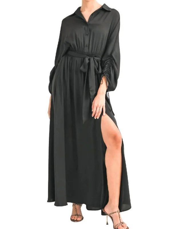 Mega Deal Long Sleeve Maxi Dress In Black