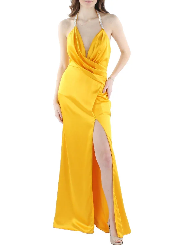 Best Deals Womens Embellished Long Halter Dress