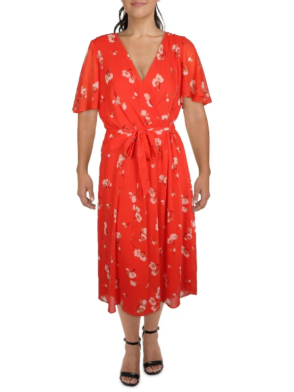 Buy More, Save More Plus Womens V-Neck Tea Wrap Dress