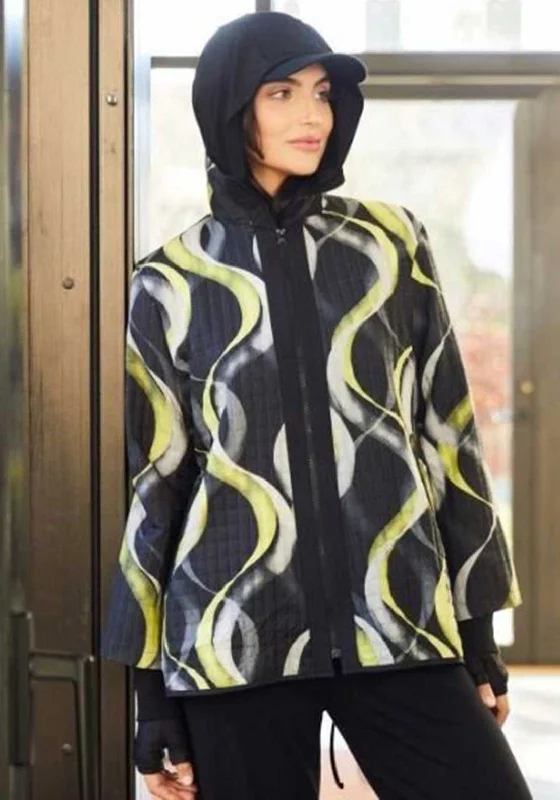Savings Event Ora Printed Funnel Neck Jacket, Black Multi