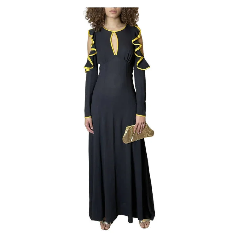 Final Clearance Peekaboo Hire - Rare Vintage 1970's Original Black & Yellow maxi dress designed by Ossie Clark UK 8 - 10 Final Clearance Peekaboo Hire - Rare Vintage 1970's Original Black & Yellow maxi dress designed by Ossie Clark UK 8 - 10