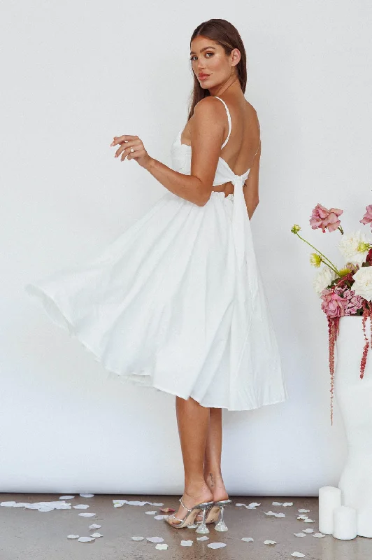 Limited Quantity Salome Tied Back Knee Length Dress White