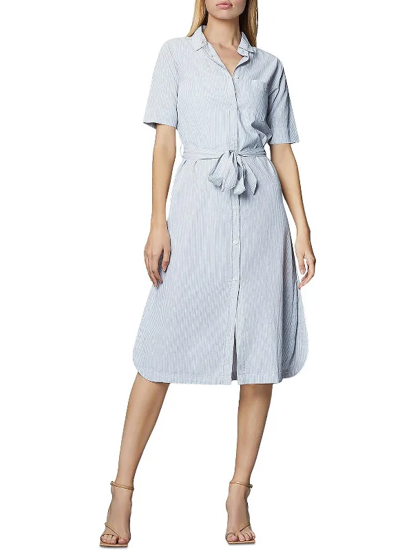 Super Deal Womens Collared Midi Shirtdress