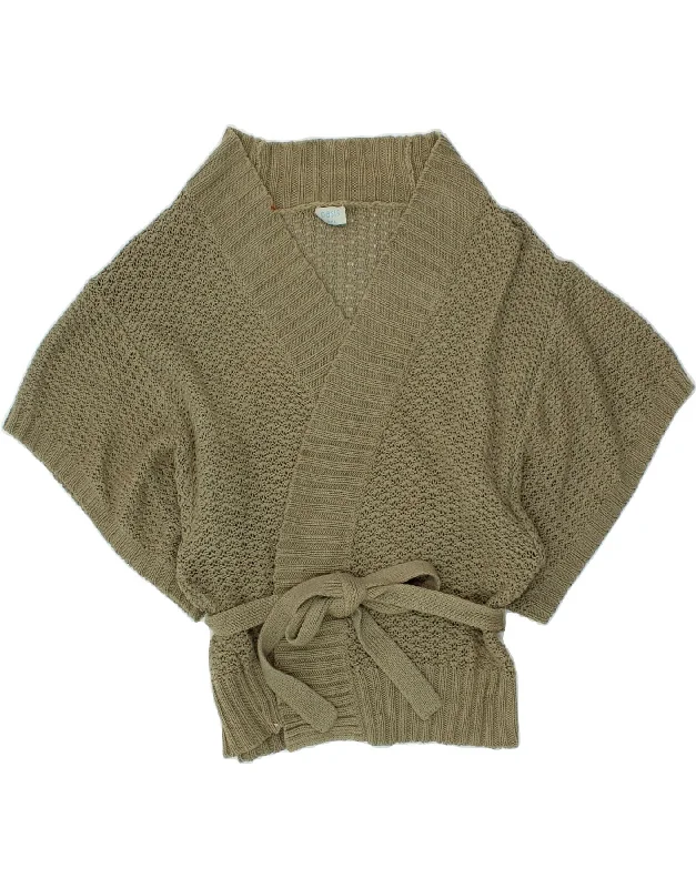 New Deals OASIS Womens Short Sleeve Cardigan Sweater UK 16 Large Khaki Cotton