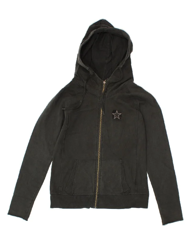Don't Miss CONVERSE Womens Zip Hoodie Sweater UK 14 Large Black Cotton