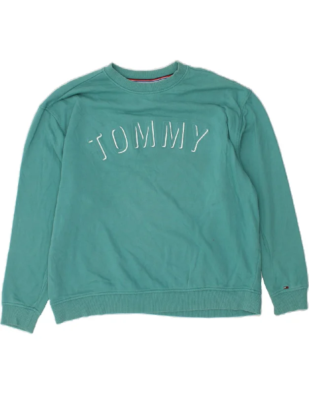 Epic Deals TOMMY HILFIGER Womens Oversized Sweatshirt Jumper UK 14 Medium Turquoise