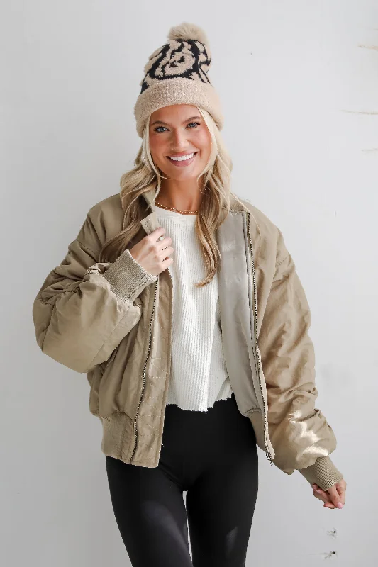 Savings Alert Coziest Forecast Light Olive Bomber Jacket