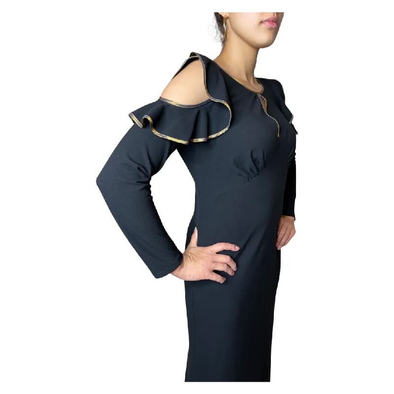 Online Exclusive Ossie Clark Vintage Style Black & Gold Dress Uk 14