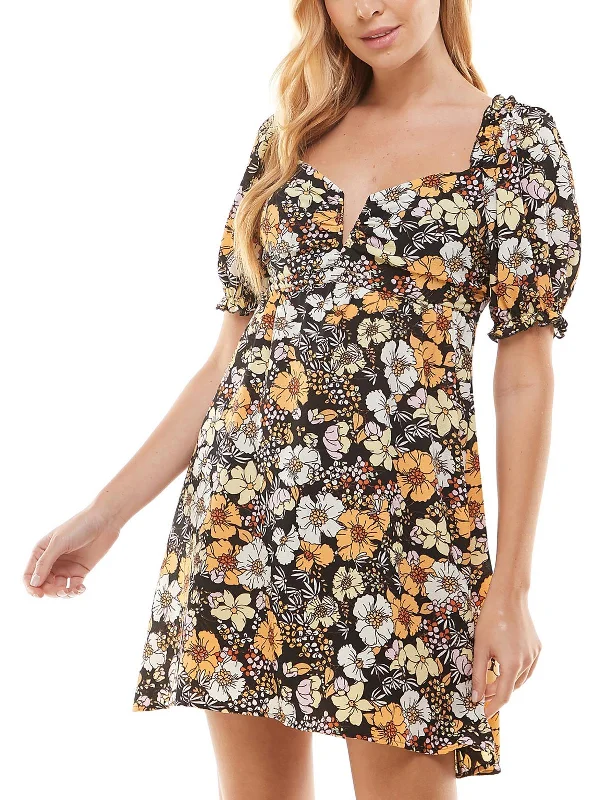 Final Markdown Juniors Womens Cut-Out Mini Shift Dress