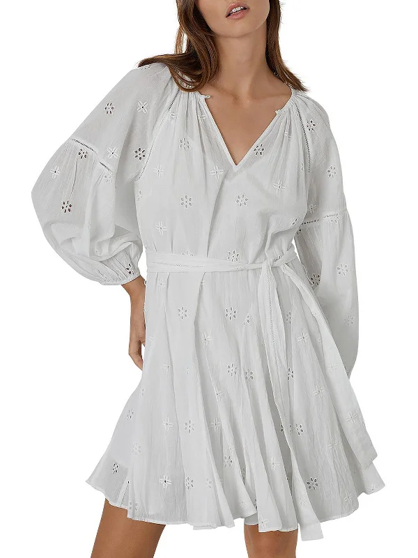 Mega Deal Womens Eyelet Short Mini Dress