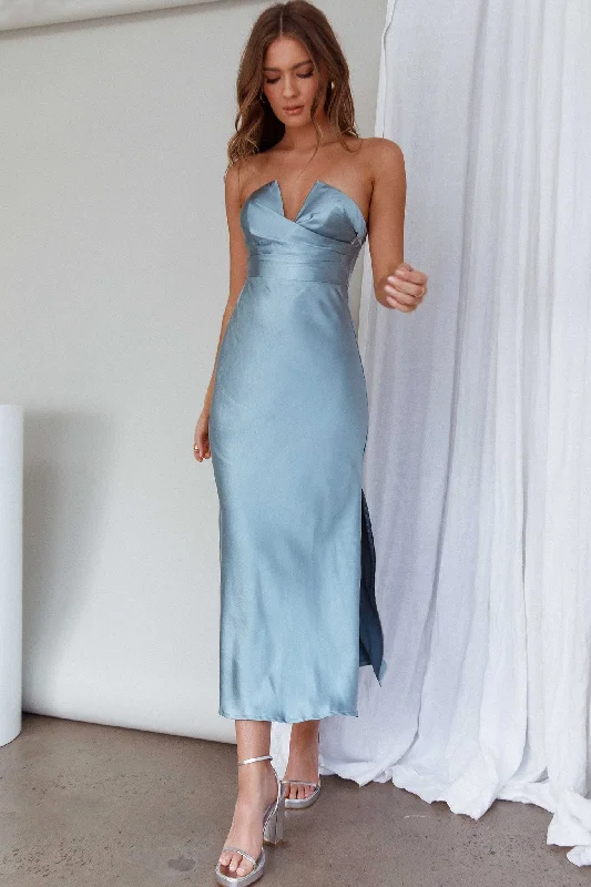 Weekend Deal Ma Jolie Strapless Midi Dress Blue