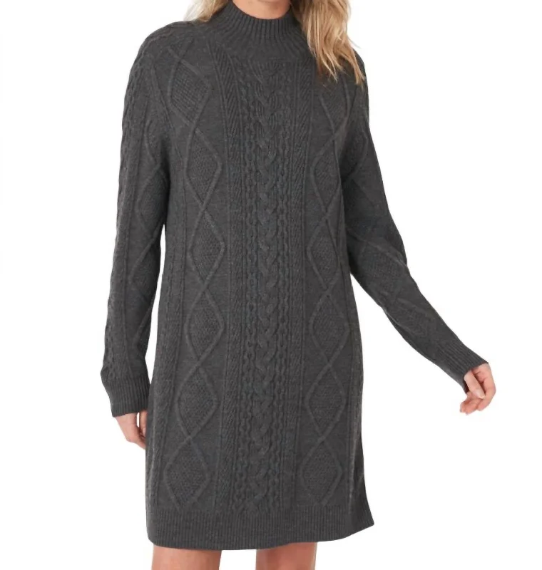 Shop and Save Cable Knit Mini Dress In Dkgrey