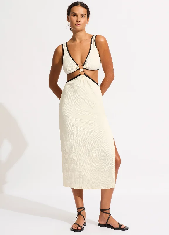 Savings Galore Beach Bound Beach Boidi Midi Dress - Ecru