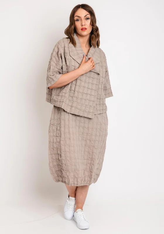 Holiday Sale Ever Sassy Shawl Collar Textured Short Jacket, Taupe