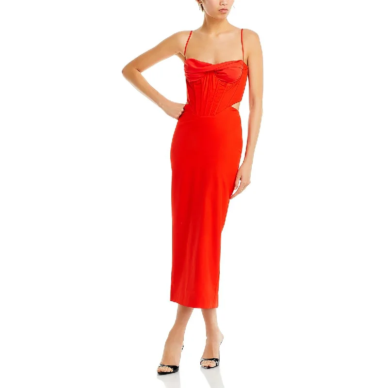 Closeout Womens Cut-out Corset Seamed Midi Dress