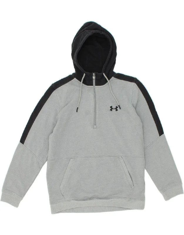 Fantastic Deals UNDER ARMOUR Womens Hoodie Jumper UK 14 Medium Grey Colourblock Cotton