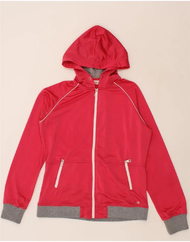 One-DAY Sale CHAMPION Womens Heritage Fit Zip Hoodie Sweater UK 18 XL Pink Polyester
