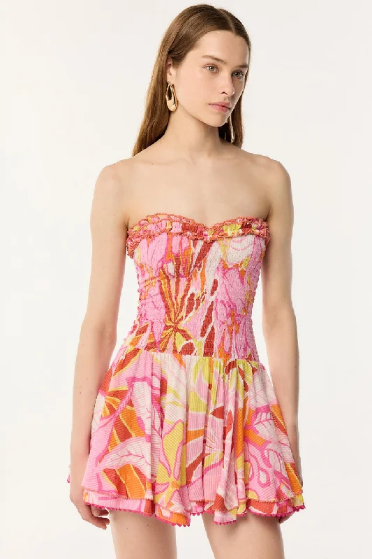 Flash Deals Bandeau Dress Cory - Pink Macro Lilium