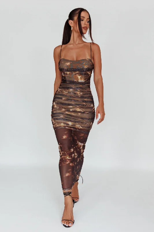 Exclusive Online Offer Logan Strapless Ruched Midi Dress Brown