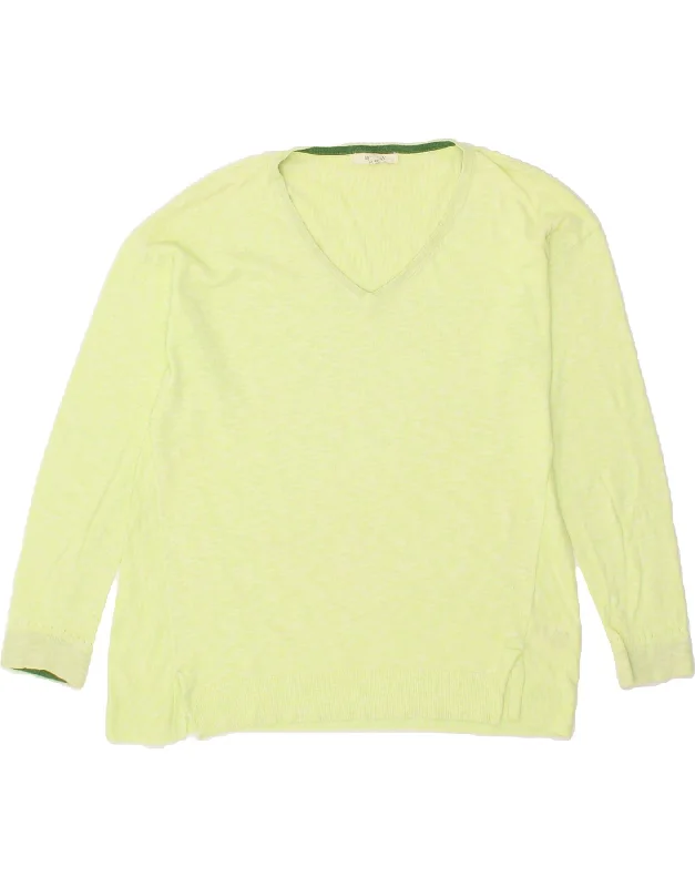 Special Offer WHITE STUFF Womens V-Neck Jumper Sweater UK 12 Medium Green Cotton