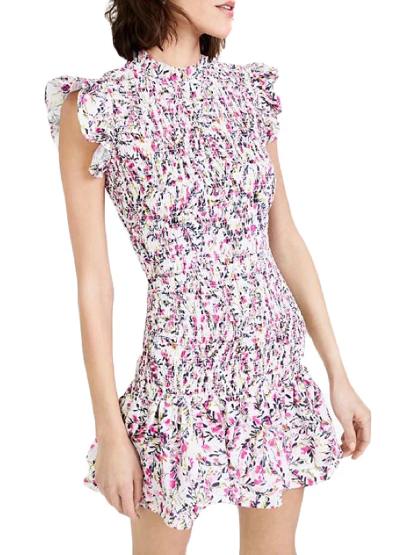 Lowest Price Flores Verona Womens Smocked Floral Mini Dress