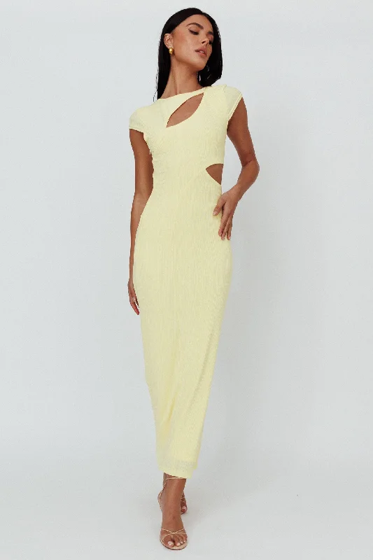 Incredible Offers Elenice Cap Sleeve Cut-Out Midi Dress Lemon