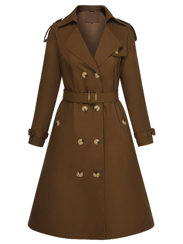 Crazy Deals Coffee 1950s Buttoned Lapel Trench Coat