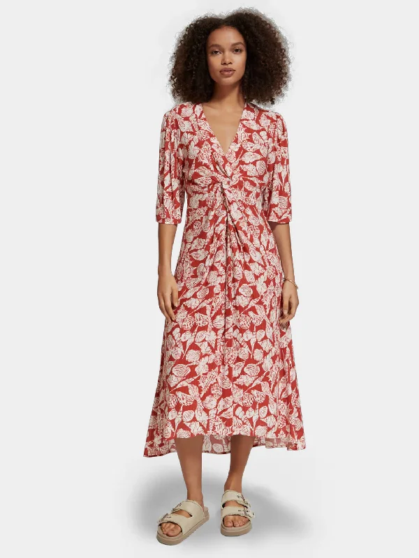 Exclusive Offers Midi wrap dress with knot detail