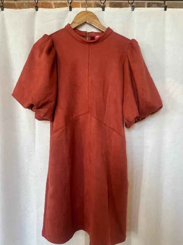 One-DAY Sale Sara Suede Shift Sleeve Dress In Red