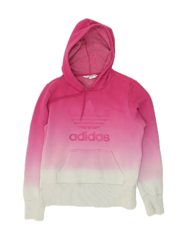 Reduced Prices ADIDAS Womens Graphic Hoodie Jumper IT 40 Small Pink Colourblock Cotton Reduced Prices ADIDAS Womens Graphic Hoodie Jumper IT 40 Small Pink Colourblock Cotton