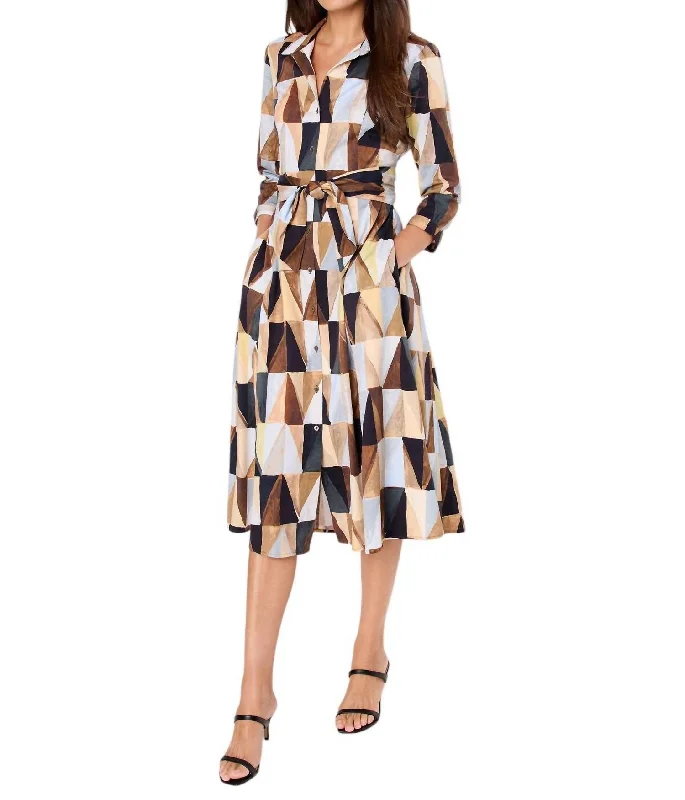 Final Sale Shadow Play Shirt Dress In Brown Multi