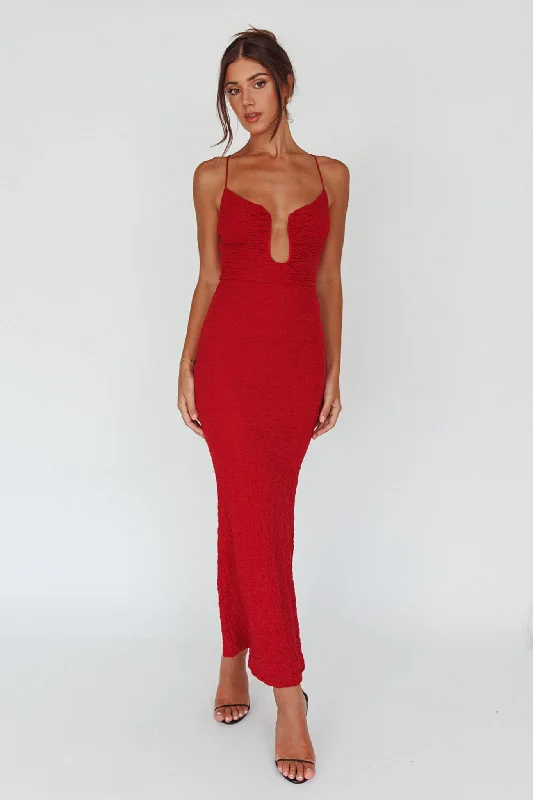 Overstock Sale Nouveau U-Neckline Midi Dress Wine
