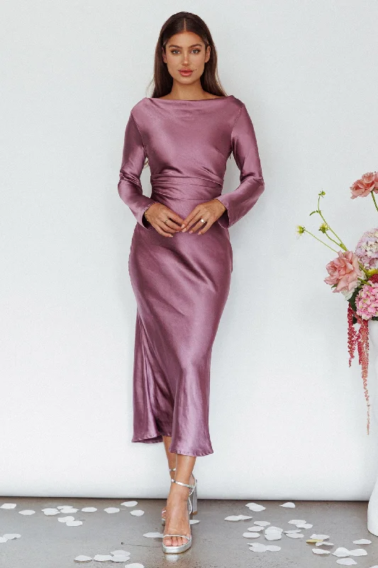 Stock Clearance Loveland Cowl Back Midi Dress Grape