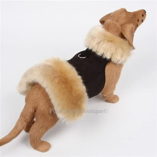 Price Reduction Susan Lanci Black with Champagne Fox Plain Faux Fur Coat