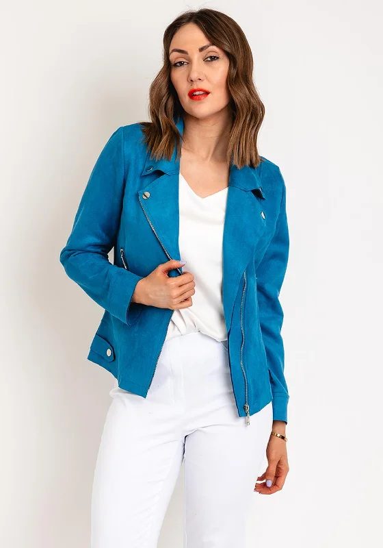 Super Bargain Serafina Collection Faux Suede Biker Jacket, Blue