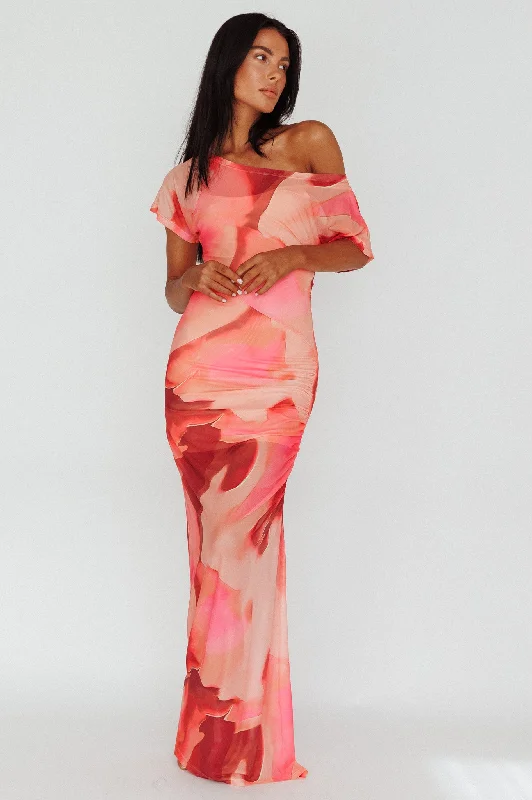 Fantastic Offers Tumi Short Sleeve Maxi Dress Printed Red