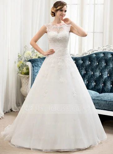 Price Slash Other Ball-Gown Scoop Neck Sweep Train Organza Tulle Lac