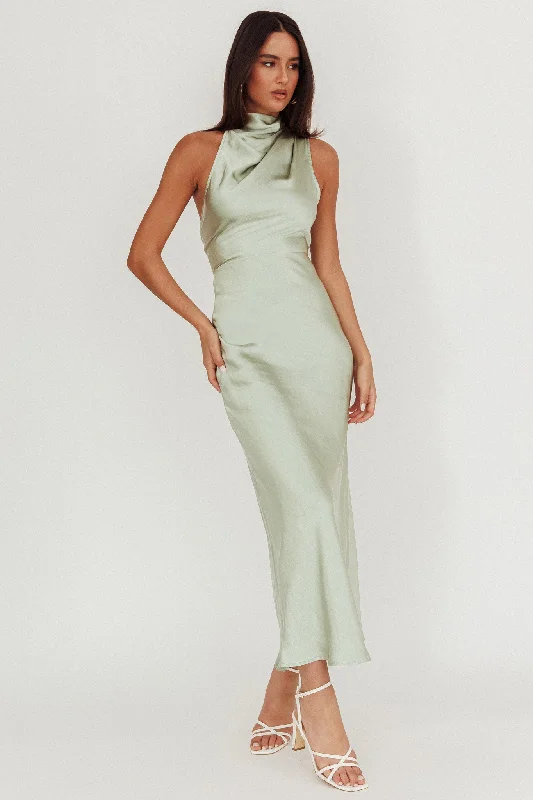 Online Exclusive Shana Halterneck Maxi Dress Sage