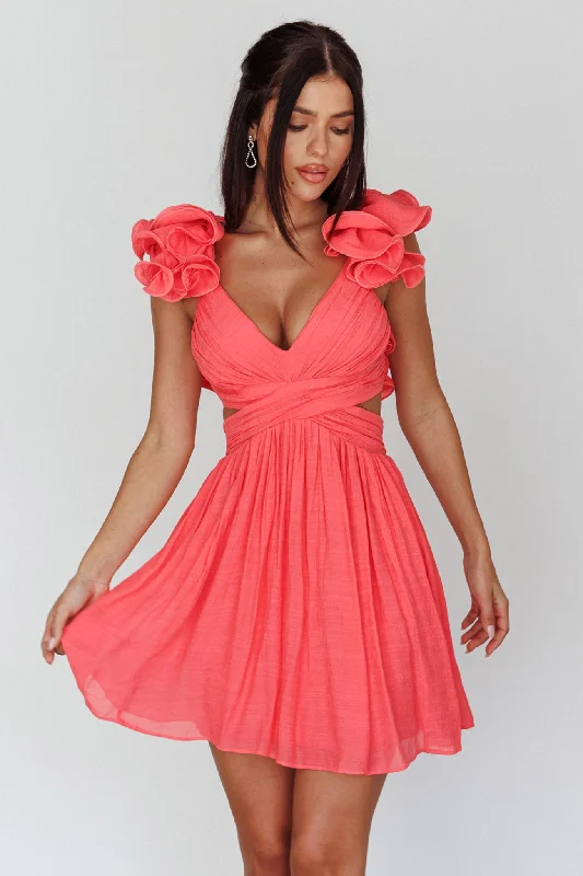 Midnight Sale Adagio Lace-Up Back Mini Dress Flamingo