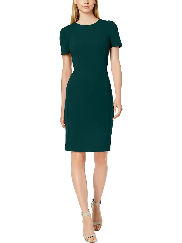 Super Deal Womens Round Neck Short Sleeve Sheath Dress