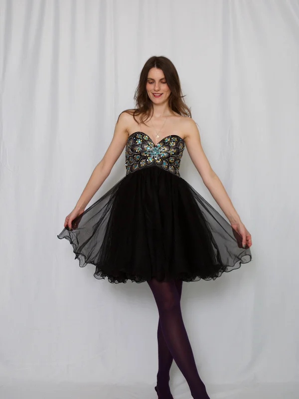 Instant Discount Vintage tulle and sequins party dress sleeveless