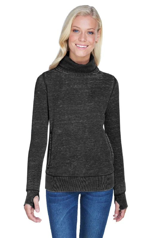 Big Savings J America Womens Zen Burnout Fleece Cowl Neck Sweatshirt w/ Pockets - Twisted Black Big Savings J America Womens Zen Burnout Fleece Cowl Neck Sweatshirt w/ Pockets - Twisted Black