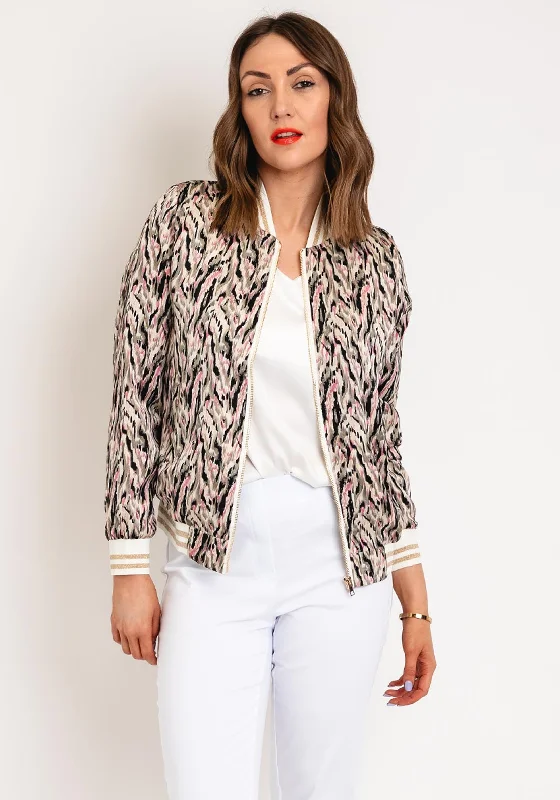 Crazy Deals Serafina Collection Abstract Print Bomber Jacket, Green Multi