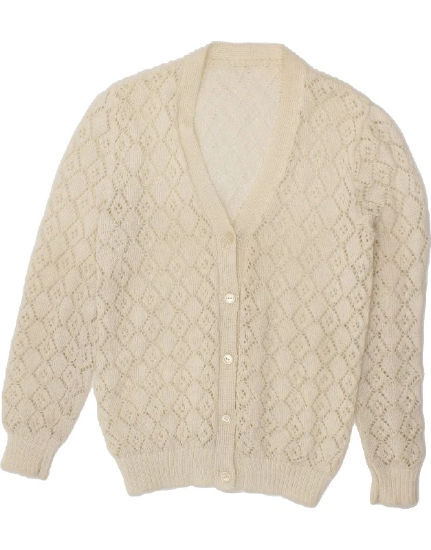 Act Now VINTAGE Womens See Through Cardigan Sweater UK 12 Medium Off White